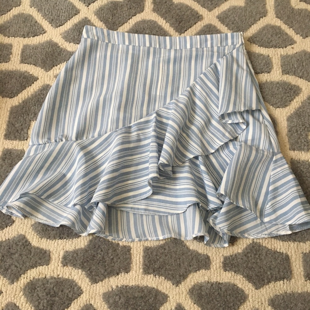 Blue stripe ruffle skirt